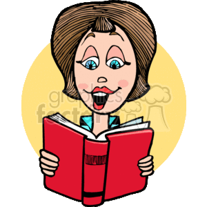 Lady reading Out loud clipart.