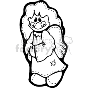 Black and White Cute Little Angel Girl clipart. Royalty-free image # 156251
