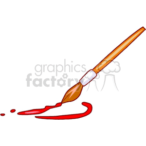 A Yellow Paint Brush Painting with Red Paint clipart. Royalty-free image # 156260