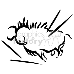 A Black and White Bull with Several Spears in it clipart.