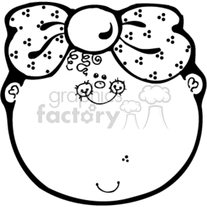 Black and White County Girl Face with a Big Polka Dot Bow clipart. Commercial use image # 156548