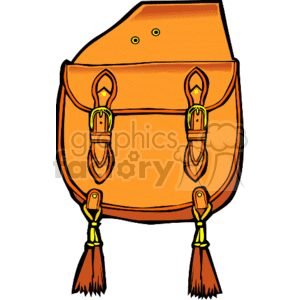 clipart - A Leather Satchel with Two Buckles and Two Tassels .