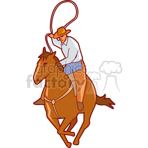 A Cowboy on a Running Horse Roping clipart. Royalty-free image # 156830
