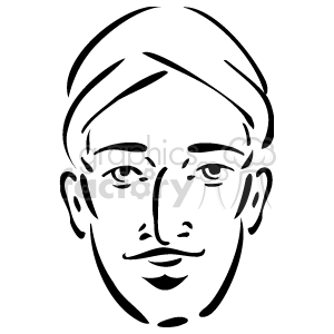The image is a simple line drawing or clipart featuring the face of a person. The artwork depicts the basic contours and features of the face, including the eyes, nose, mouth, and outline of the head.