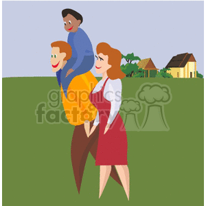 A family walking in the country clipart. Royalty-free image # 157444