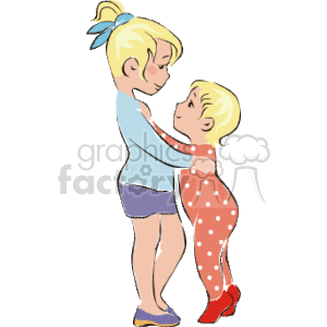 Mother loving her child clipart.