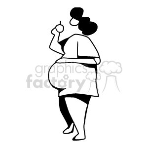 Black and White Pregnant Mother Holding an Apple  clipart. Royalty-free image # 157569