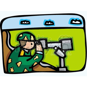 clipart - soldier looking through a scope.