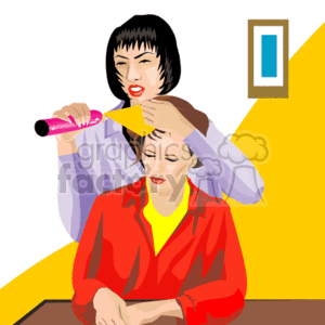   barber barbers hair cut cutting trim trimming lady women people  hairdressing_salon_woman001.gif Clip Art People Hair Stylist 