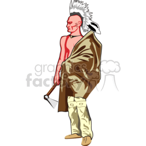 Navajo holding a tomahawk clipart. Commercial use image # 158533