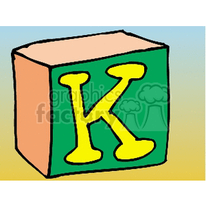 Green and orang block with the letter K clipart.