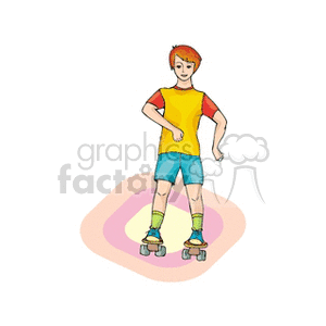 A boy roller skating clipart.