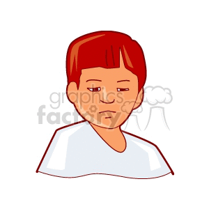 A red haired  boy squinting one eye