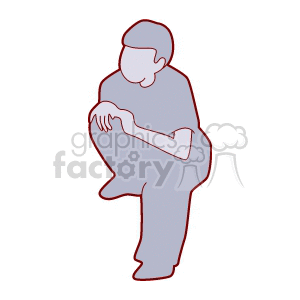 Silhouette of a boy holding up his leg by the knee