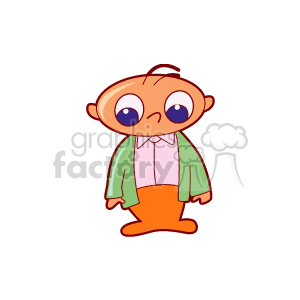 A big eyed little boy in a green sweater clipart. Commercial use image # 158736