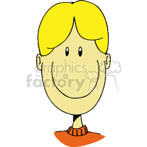 A boy with blonde hair and an orange shirt smiling animation. Commercial use animation # 158773