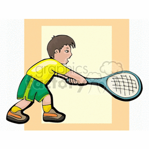 Little boy holding a tennis racket