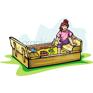 Little girl playing in a sandbox clipart. Commercial use image # 158936