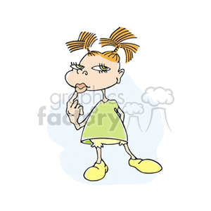 A big eyed pigtailed girl sucking on her finger clipart. Commercial use image # 158942