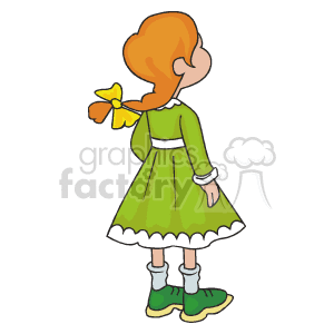 A red haired girl with a braid in her hair and her back turned clipart. Royalty-free image # 158995