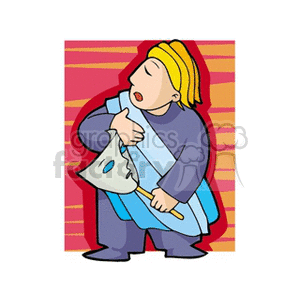 Cartoon person reciting lines and holding a drama mask clipart. Commercial use image # 159871