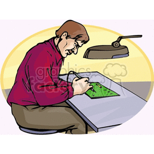 male engineer soldering a circuit board  clipart. Commercial use image # 159873
