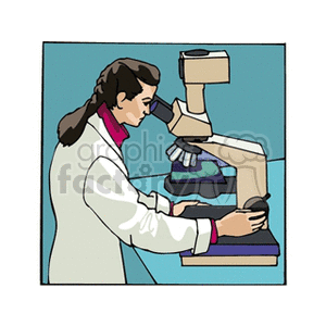Lab technician looking through a microscope clipart.