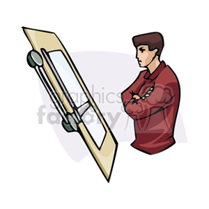 clipart - Male architect examining a draft.
