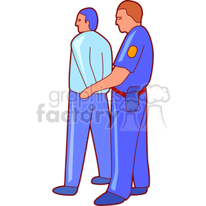 clipart - Male police officer arresting a man.