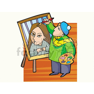 Cartoon man painting on a canvas  clipart. Commercial use image # 159895