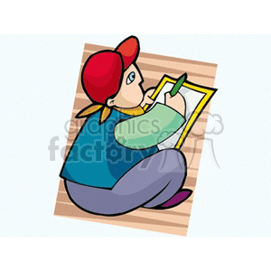 Boy writing on a piece of paper clipart. Royalty-free image # 159899