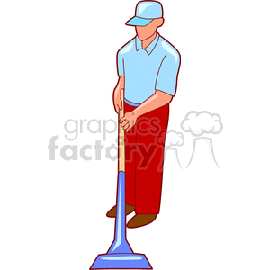 clipart - A Working Man Steam Cleaning The Carpets.
