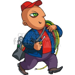 cartoon electrician clipart. Commercial use image # 161022