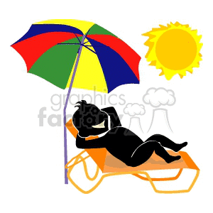 Man under a umbrella get tanning clipart.