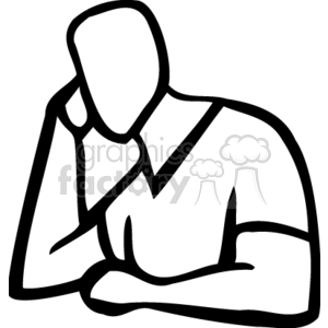 a black outline of someone thinking  clipart. Royalty-free image # 162432