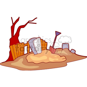   grave yard cemetary tree trees graves tombstone tomb tombstones digging shovel dirt hole  cemetery500.gif Clip Art Places 