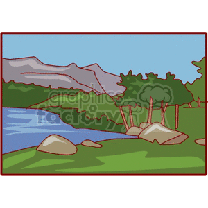   mountain mountains tree trees woods forest stream river rivers water Clip Art Places 