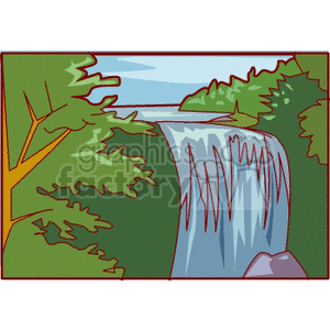  mountain mountains waterfall waterfalls water river rivers tree trees  waterfall400.gif Clip Art Places 