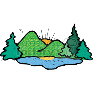 Sunrise scenery clipart. Commercial use icon # 162777