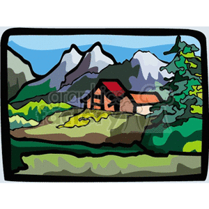 rocky mountain cabin clipart. Commercial use image # 163217
