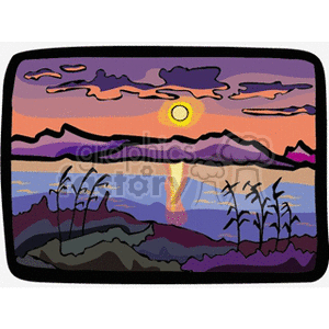 sunset on the mountains clipart. Commercial use image # 163219
