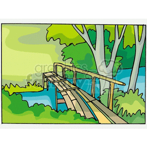 land river rivers tree trees forest  Clip+Art Places Landscape dock bridge