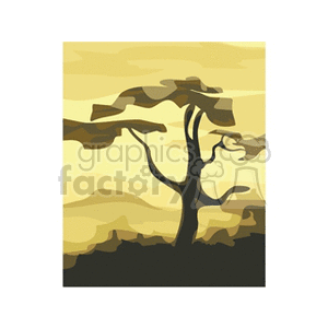 silhouette of a tree during dusk sunset clipart. Commercial use image # 163377