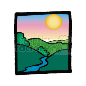   mountain mountains land dusk sunset river rivers water  sunset__over_river.gif Clip Art Places Landscape 