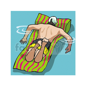 man sleeping on a water float clipart.