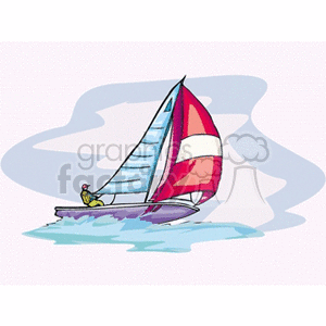 Sailboat racing through the water clipart. Royalty-free image # 164001