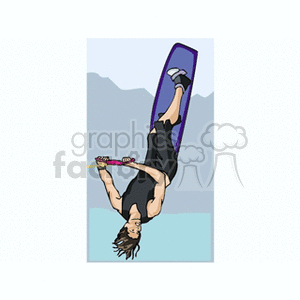 Wakeboarder doing a flip clipart. Royalty-free image # 164021