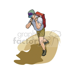 guy hiking clipart.