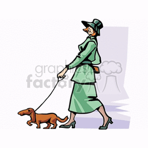 woman walking her dog clipart. Royalty-free image # 164099