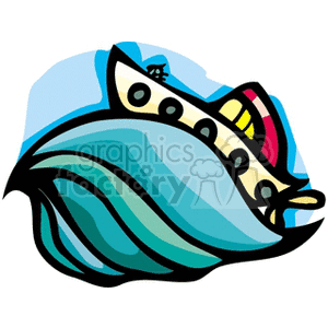 Boat on a huge wave clipart.